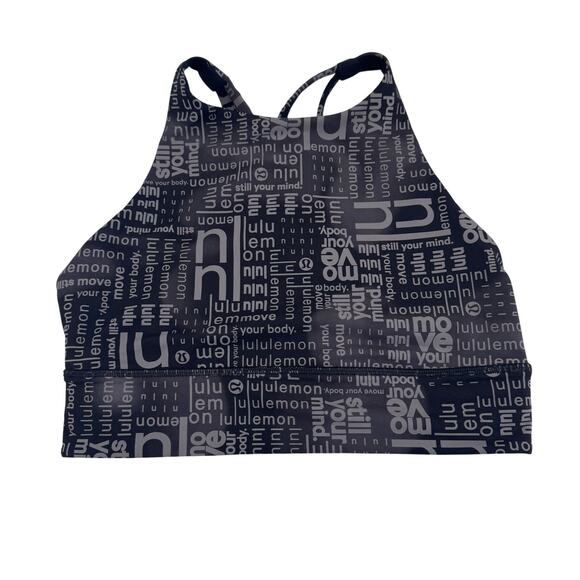 Lululemon Logo Energy Sports Bra High  Neck  Long  Line Black  sz 8 - Picture 2 of 6